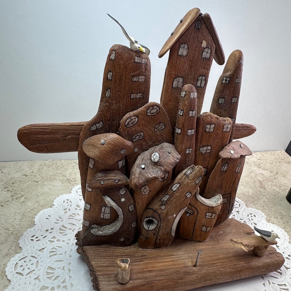Nature's Gems Driftwood Miniature Sculpture C. Wilcot Brown Vintage Coastal Art - Picture 4 of 14